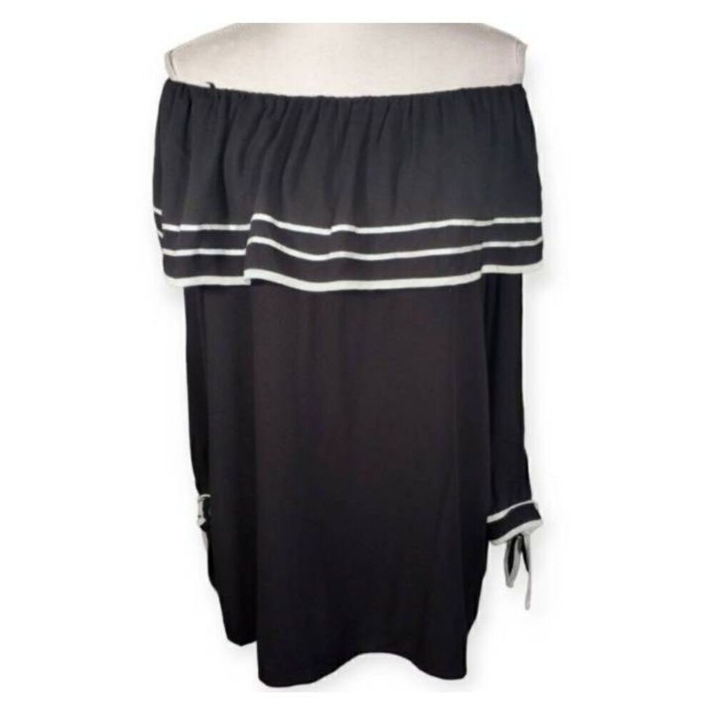 FOREVER 21 BLACK & WHITE OFF-THE-SHOULDER BLOUSE/TUNIC SZ.M NWT.